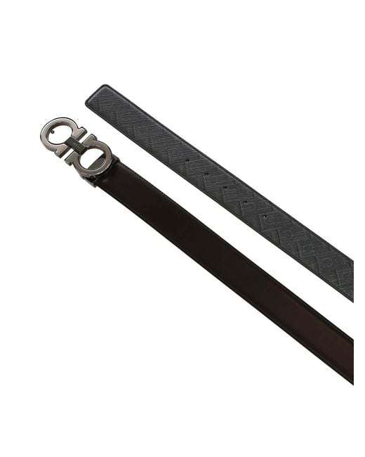 Ferragamo White Leather Gancini Belt for men