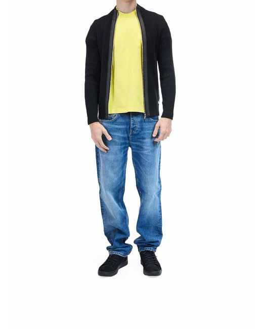 Karl Lagerfeld Blue Ribbed Zip Sweater for men