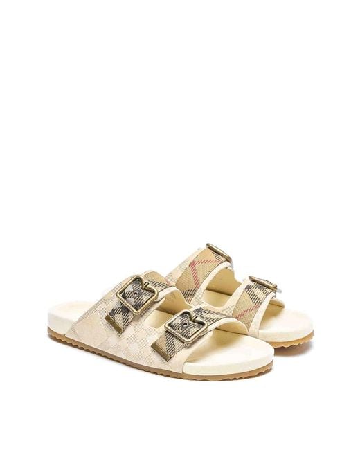 Burberry White Urchin Check Sandals