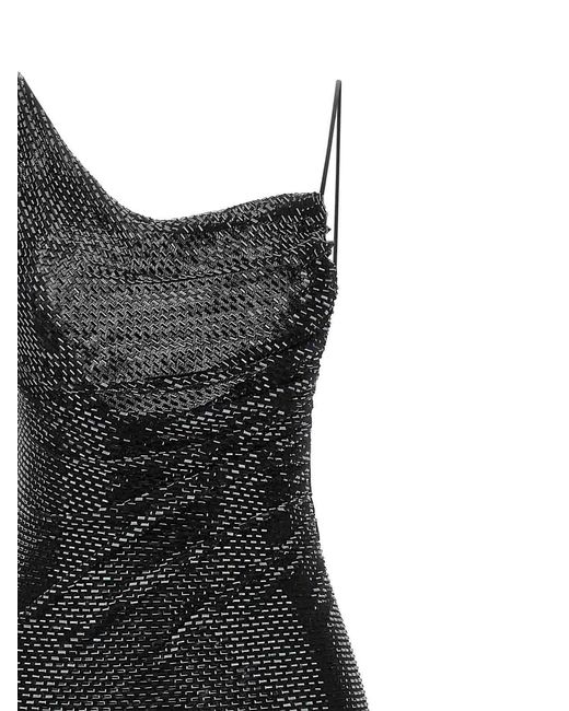 Self-Portrait Black Rhinestone Draped Maxi' Dress
