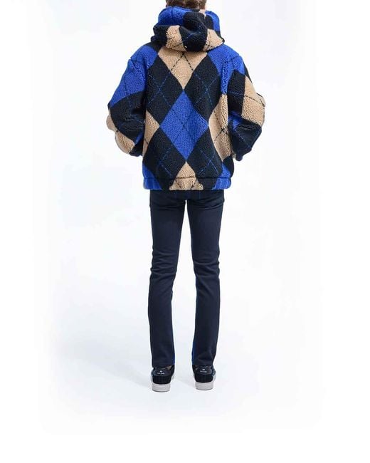 Versace Jeans Couture Blue Argyle Teddy Jacket for men