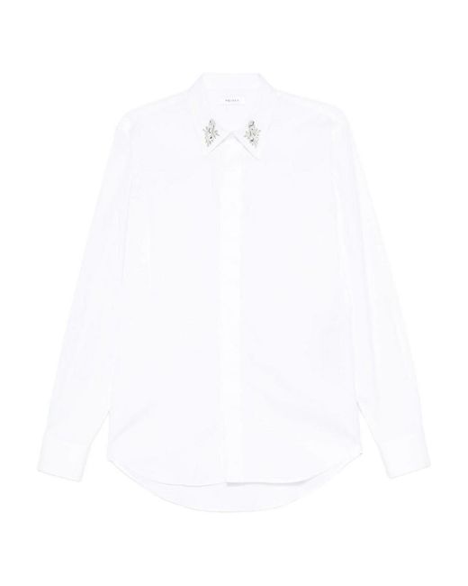 McQueen White Embellished-Collar Shirt for men