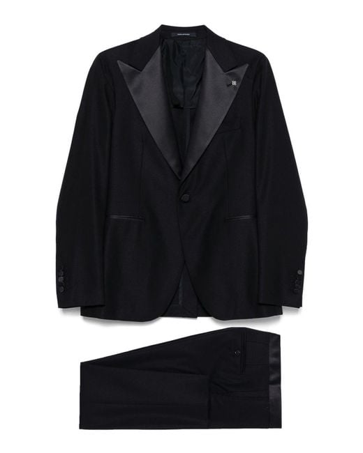 Tagliatore Black Virgin Wool Single-Breasted Suit for men