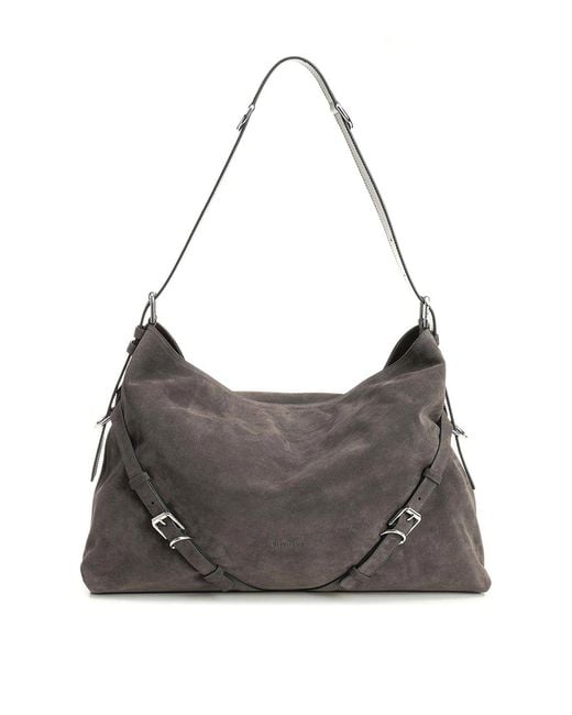 Givenchy Gray Voyou Large Suede Shoulder Bag