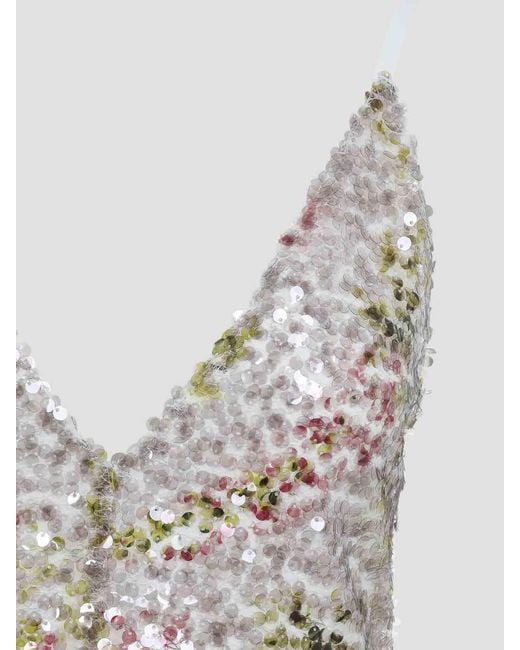 Alberta Ferretti Gray Paillettes Long Dress