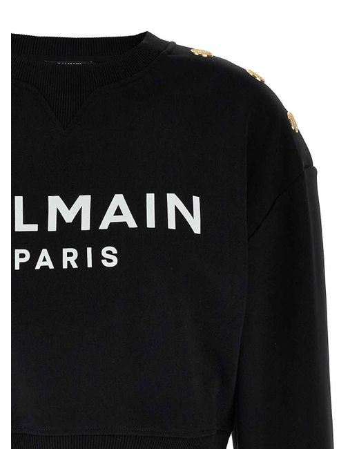 Balmain Black Printed Paris Sweatshirt