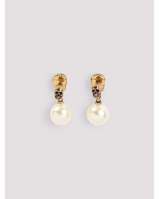 McQueen Metallic Pave Skull Earrings