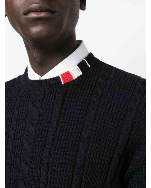 Thom Browne Black Striped Virgin Wool Shirt for men