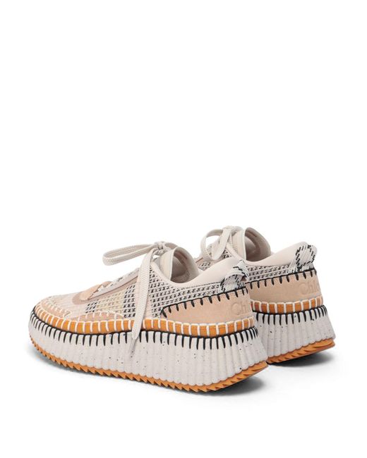 Chloé Brown Biscuit-Colored Mesh Nama Sneakers