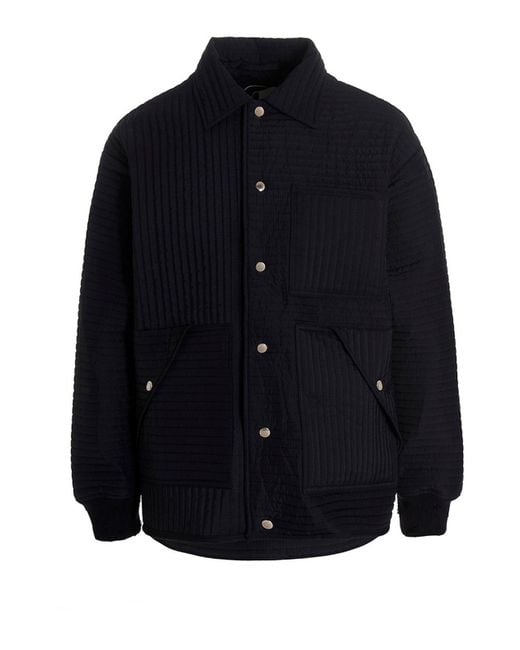 Khrisjoy Blue Chore Quilted Stripes Down Jacket for men