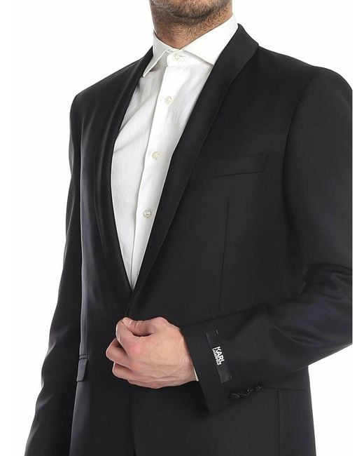 Karl Lagerfeld Blue Single-Breasted Jacket With Shiny Lapels for men
