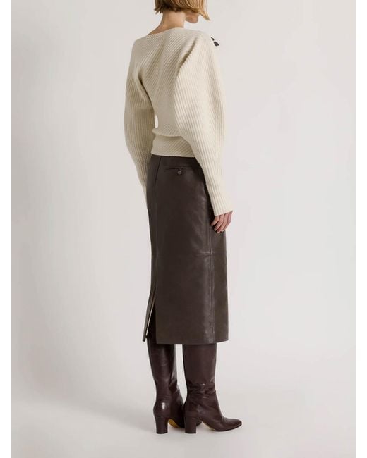 Alberta Ferretti Brown Leather Skirt