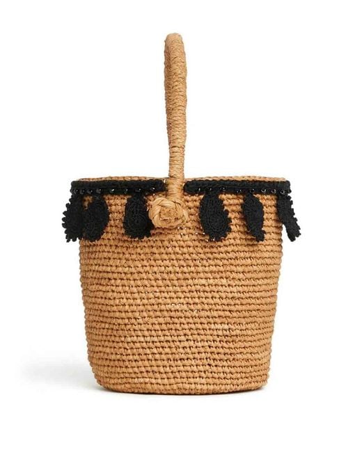 Alanui Natural Paisley Rafia Basket Bag