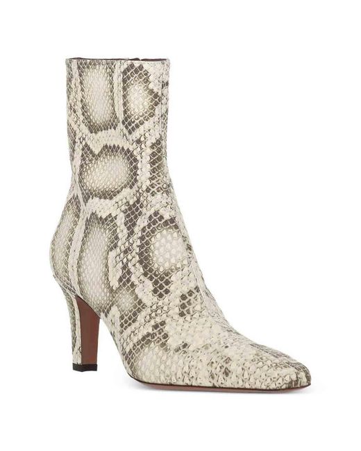 Paris Texas Natural Snake-Effect Mid-Heel Boots