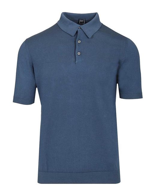 Fedeli Blue Crew Neck T-Shirt for men