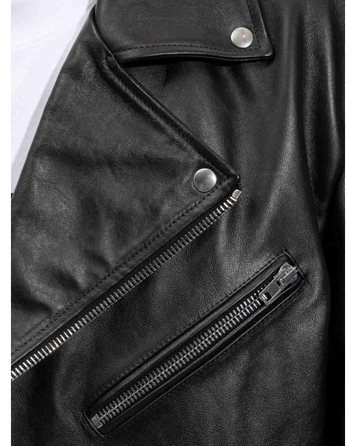 Vetements Black Zip-Fastening Leather Jacket for men