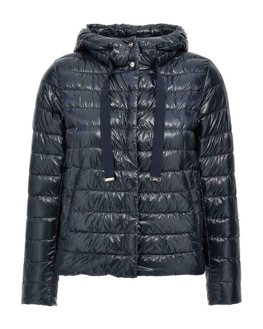 Herno Blue Nylon Lightweight Down Jacket