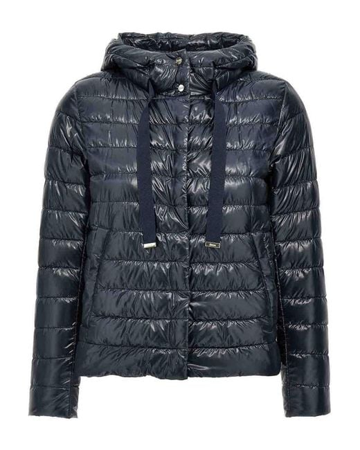 Herno Blue Nylon Lightweight Down Jacket