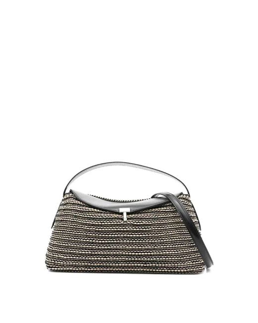 Totême Black T-Lock Leather Top Handle Bag