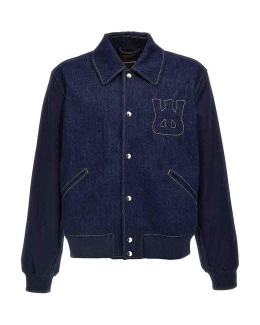 Wales Bonner Blue The Echo Denim Varsity Jacket for men