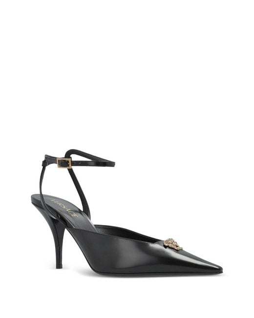 Versace White Patent Calf Leather Pointed Slingback