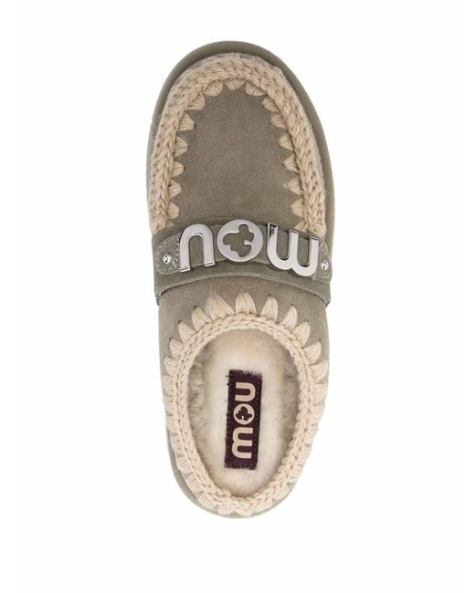 Mou Gray Bounce Clog Metal Logo Slippers