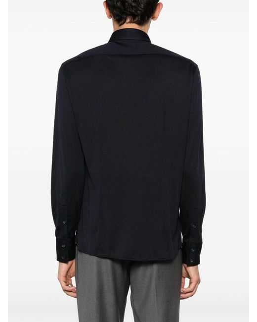 Brunello Cucinelli Black Shirt With Spread Collar for men