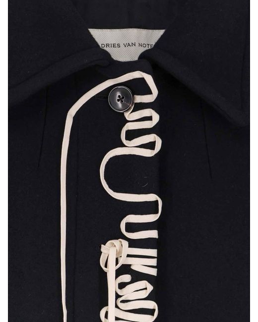 Dries Van Noten Blue Rebela Wool Blend Coat
