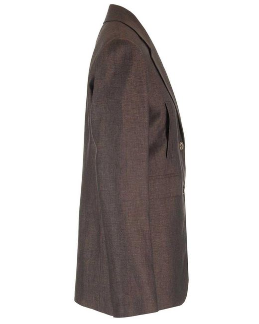 Loewe Brown Linen Single-Breasted Tailored Jacket