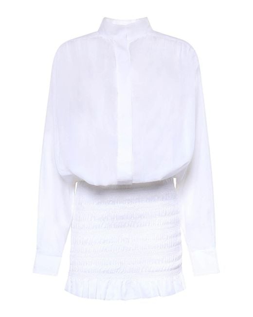 ANDAMANE White Cotton Shirt Minidress