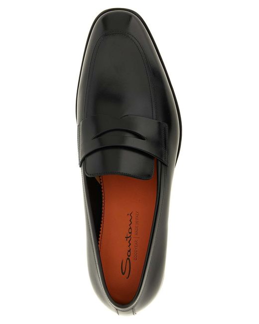 Santoni Black Loafers for men