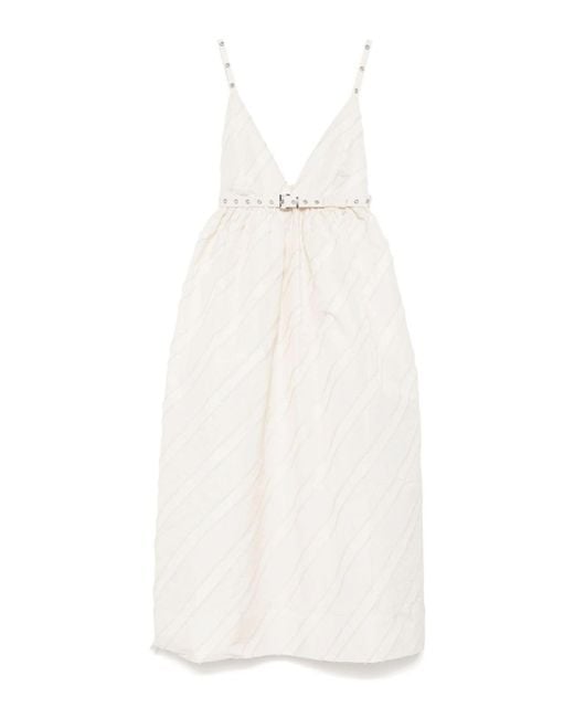 Ganni White Stripe Taffeta Strap Dress