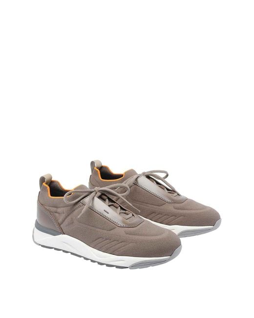 Santoni Brown Knitted Lace-Up Sneakers for men