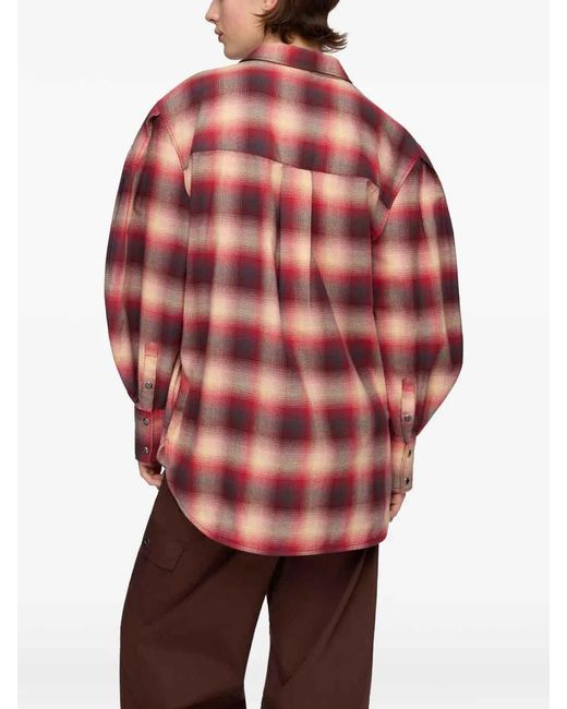 Ganni Red Flannel Check Shirt