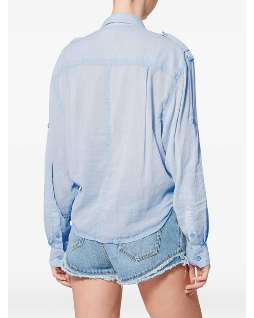 Isabel Marant Blue Shirt Crafted From Cotton With Bow