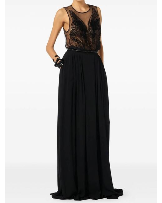 Elisabetta Franchi Black S Carpet Tulle And Georgette Dress