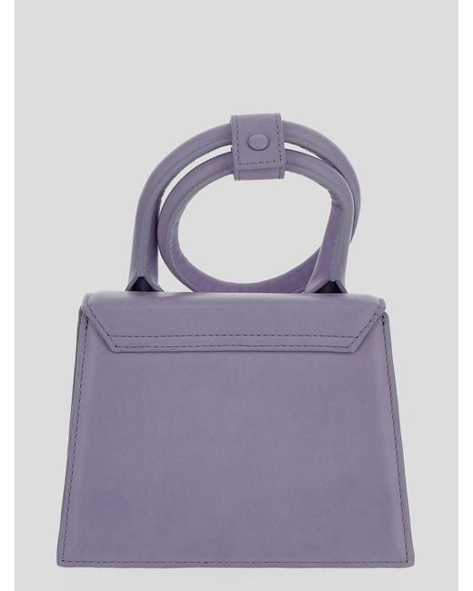 Jacquemus Purple Handbag In Lilac Smooth With Coiled Handstrap