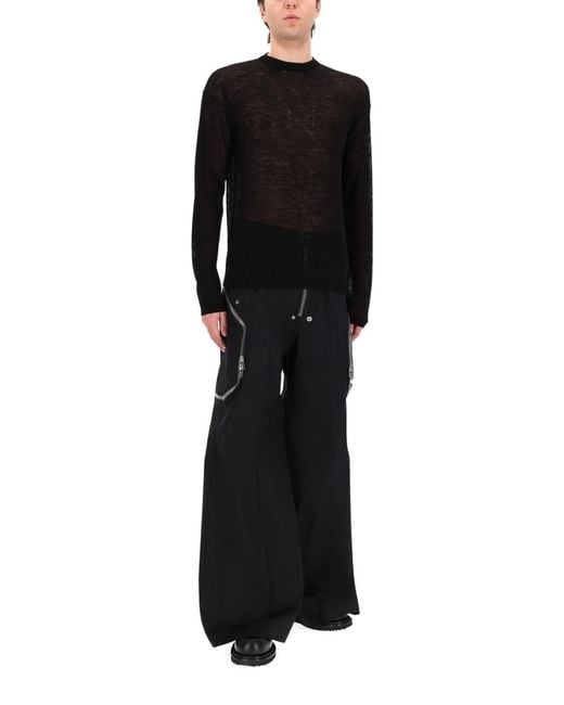 Rick Owens Black Penta Sheer Pull Sweater for men
