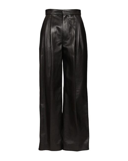 Bottega Veneta Black Shiny Leather Trousers