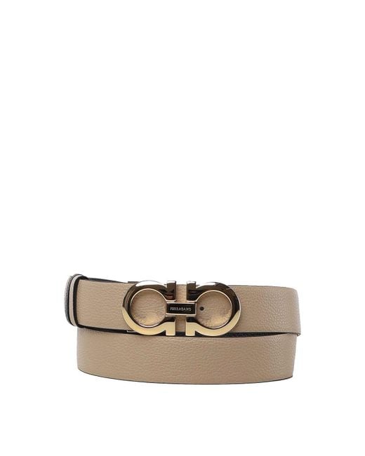 Ferragamo Natural Gancini Reversible And Adjustable Belt