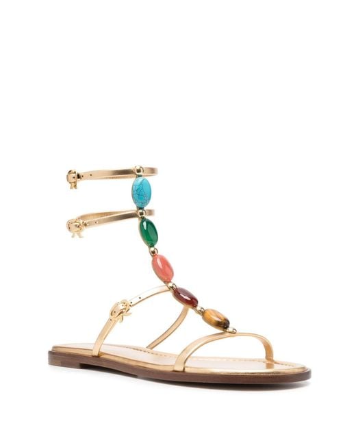 Gianvito Rossi Metallic Shanti Leather Sandals