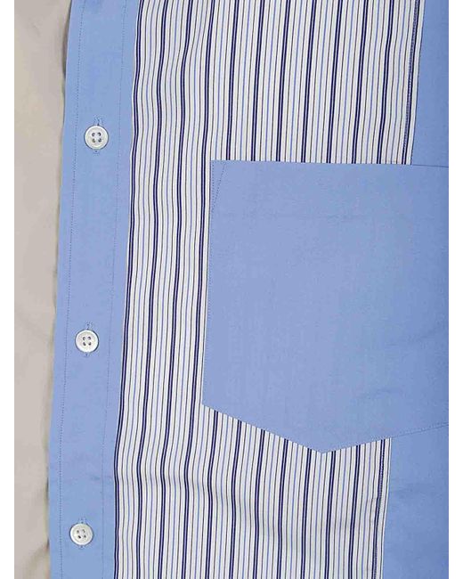 Comme Des Garcons Hommes Plus Blue Striped Shirt With Patch for men