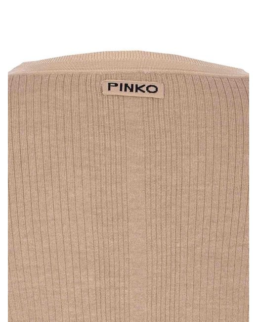 Pinko Natural Ribbed V-Neck Cardigan