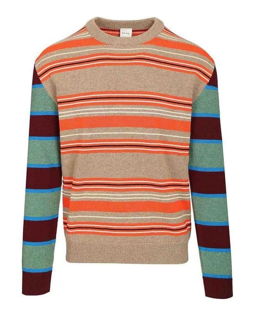 Paul Smith Orange Striped Sweater for men