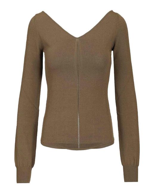 Lemaire Brown V-Neck Top