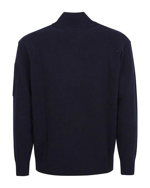C P Company Blue Half-Zip Sweater for men