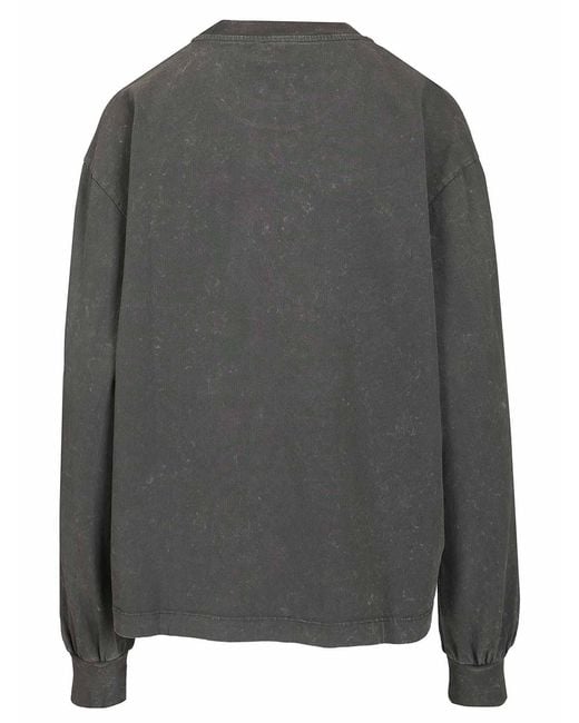 Ganni Gray Long-Sleeved T-Shirt