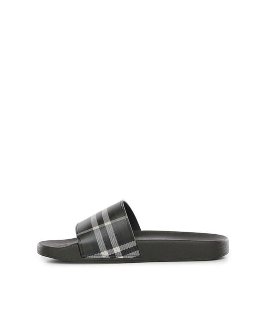 Burberry Green Check Slippers for men