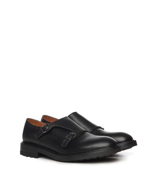 Alexander Hotto Black Leather Monk Strap Shoes for men