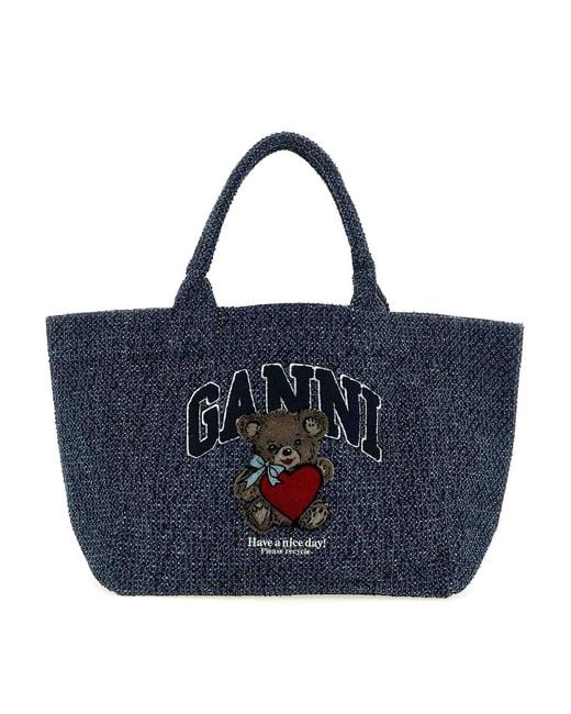 Ganni Blue Medium Shopping Bag